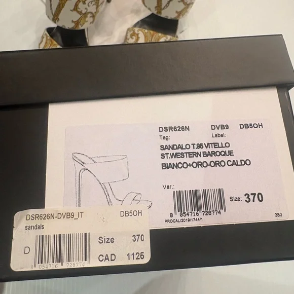 Authentic Versace Gold and White western baroque Patterned Heels - Picture 9 of 9